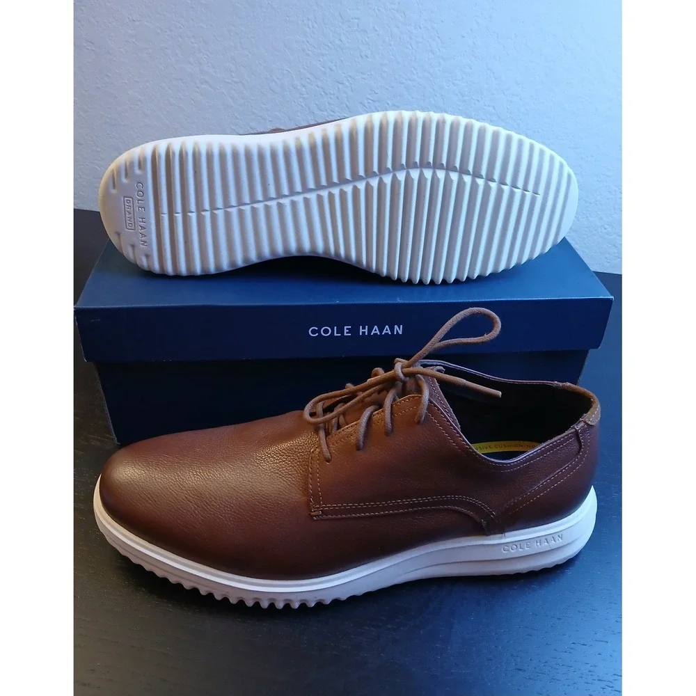 Cole Haan Mens Grand+ Plain Toe Oxford British Tan Leather Shoes C36935 Size 9M